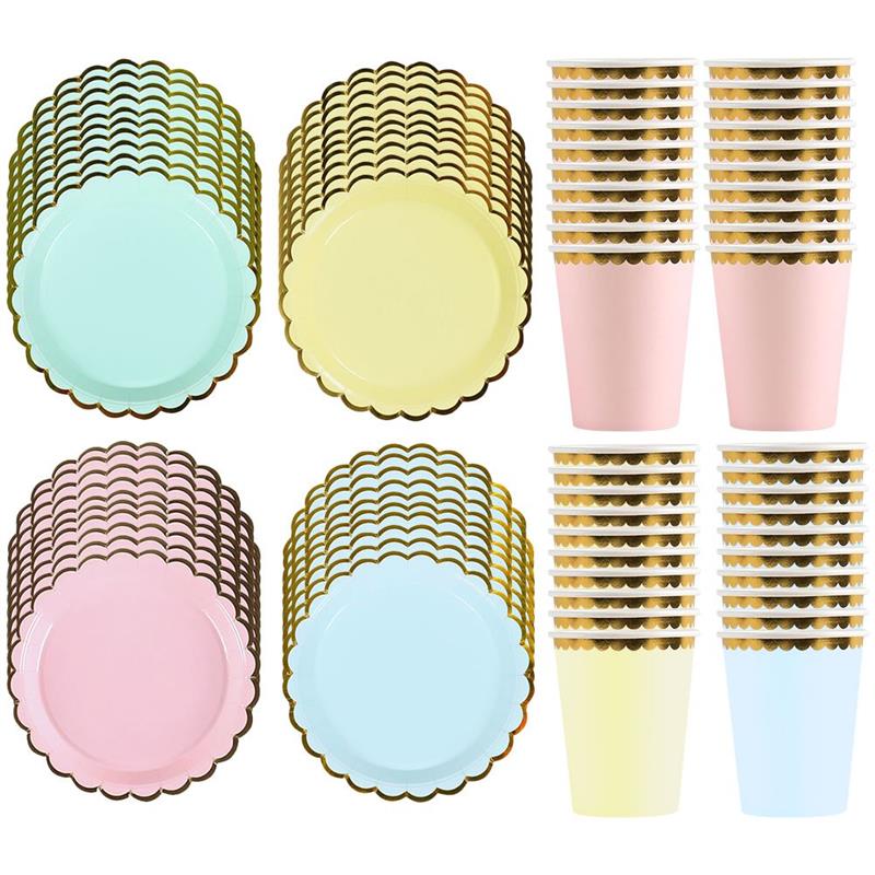 80Pcs Disposable Plates Cups Party Dinnerware Tableware Paper Plates Cups Festive Party Supplies Disposable Party Tableware