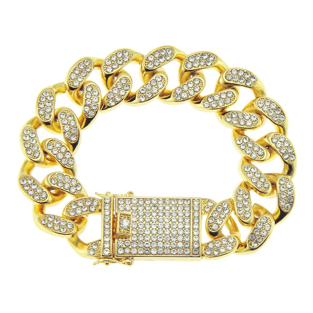 

Мужской широкий браслет с инкрустацией цирконом, позолоченный, модный тренд, браслет 20 мм