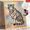 Shiny Pearl Elegant White Tiger DIY Painting Creative Bead Art Craft Household Wall Decoration Nice Present For Art Hobbyists Home Ornament Decor