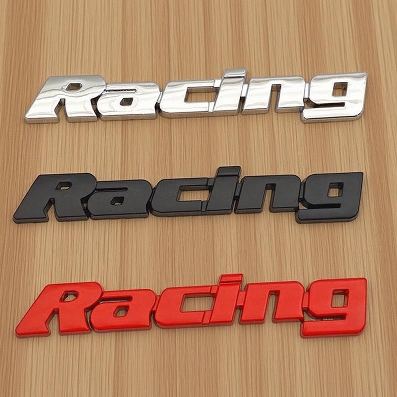 3D Metall Schwarz Rot Chrom Buchstaben Racing Logo Universelles Auto Emblem Frontgrill Abzeichen Auto Kofferraum Hinten Aufkleber Decal Zubehör