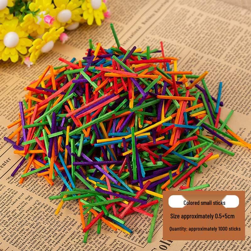 Colored Wooden Popsicle Sticks for DIY Crafts - Ideal for Kindergarten Projects and Handmade Creations.