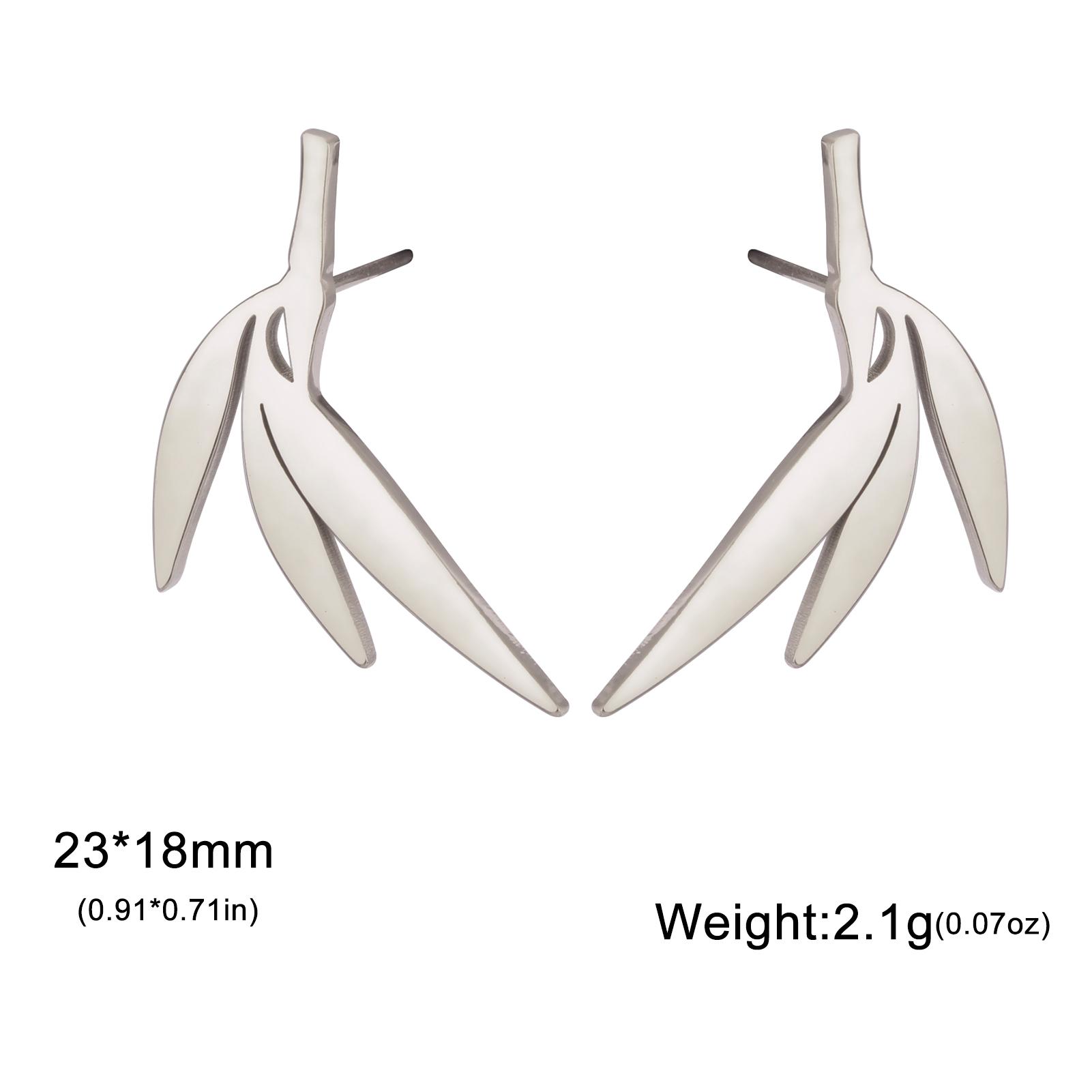 

Teamer Bamboo Leaf Stainless Steel Stud Earrings for Women Girls Minimalist Cool Design Earrings Waterproof Jewelry 2026 New