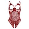 Deep V See Through Halter Dress Sexy Lingerie Women Erotic Backless Pajamas Lace Babydoll Sensual Crotchless Underwear