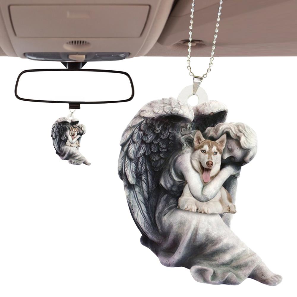 Dog Angel Ornament Angel Wing Dog Pendant 2D Acrylic Hang Ornaments For Christmas Tree Backpack Car Rearview Mirror Decor