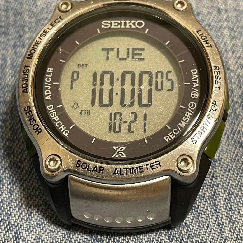 Used [Working Condition] [No Belt] SEIKO PROSPEX Alpinist Solar Hardlex S822-00B0 Watch SEIKO