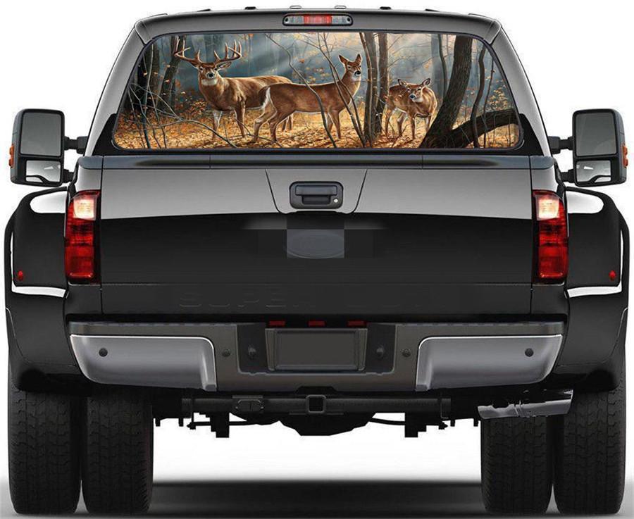 Rear Window Graphic Decal  Forest Animals Deer Family Rear Window  Sticker  for