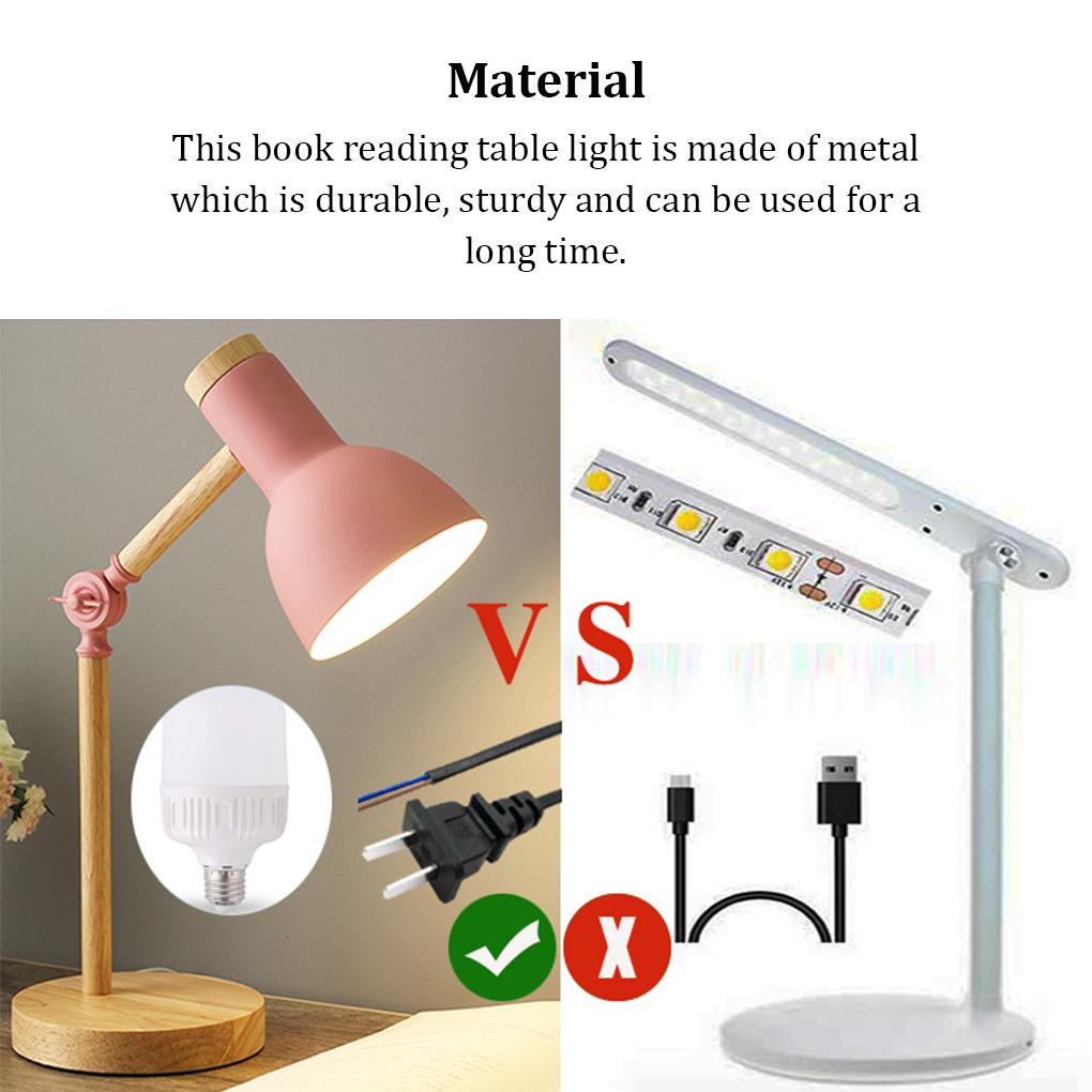 Book Reading Table Light with Lampshade Adjustable 3 Colors Dimmable Nightstand Desk Lamp Lighting Tool Home Bedroom Office