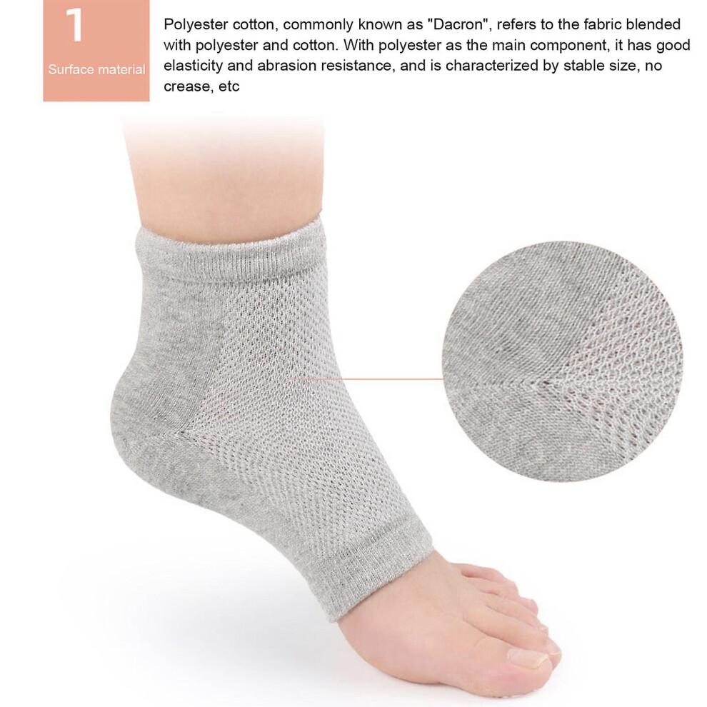 (Black) Heel Anti Crack Sleeve With Gel Moisturizer For Overnight Treatment - Gray Half Socks