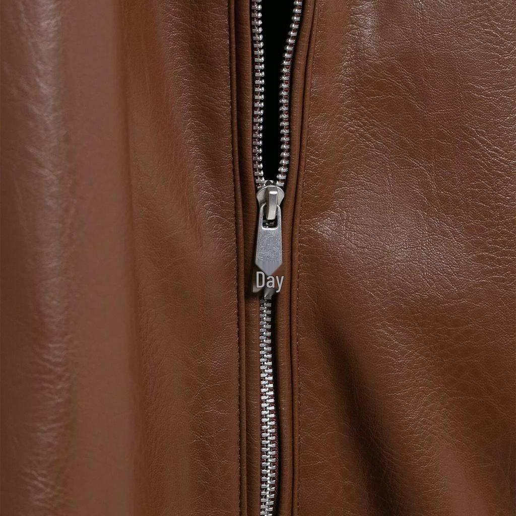 2025 Spring Women's Faux Leather Lapel Bomber Jacket