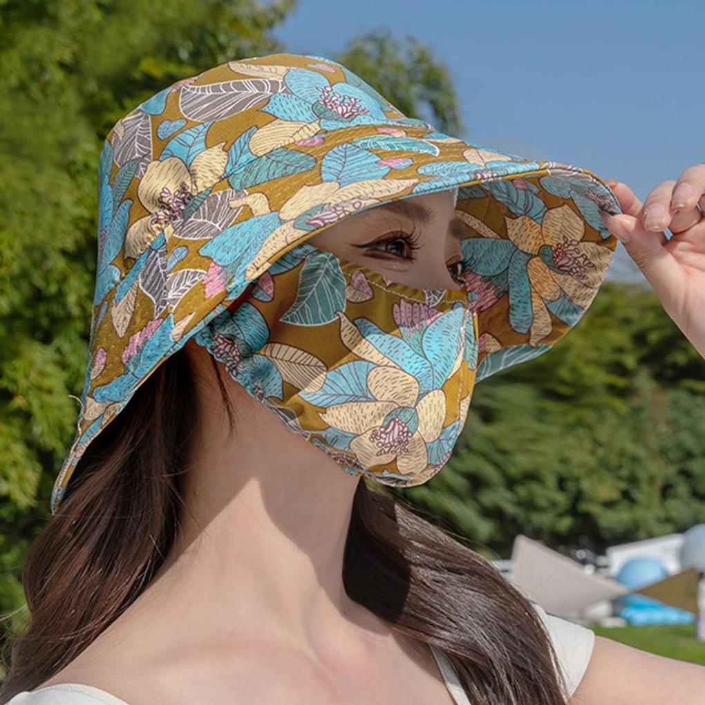 Flower Mask Integrated Hat (Mustard) Farming Hat