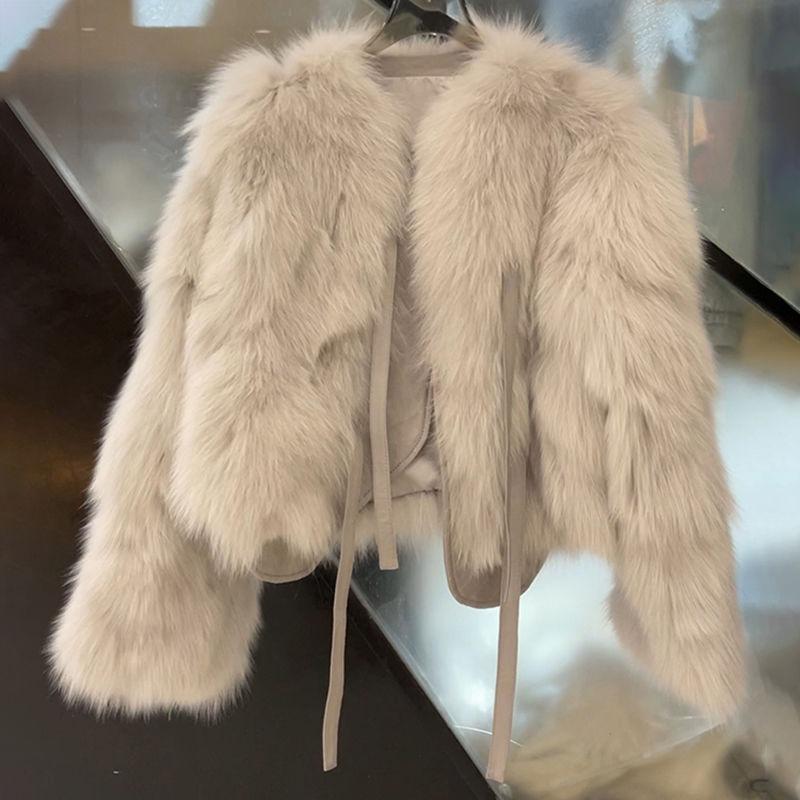 Imitation Fox Fur Imitation Fur Jacket Women's Thick Autumn and Winter Fur Imitation Fur Integrated Light Short