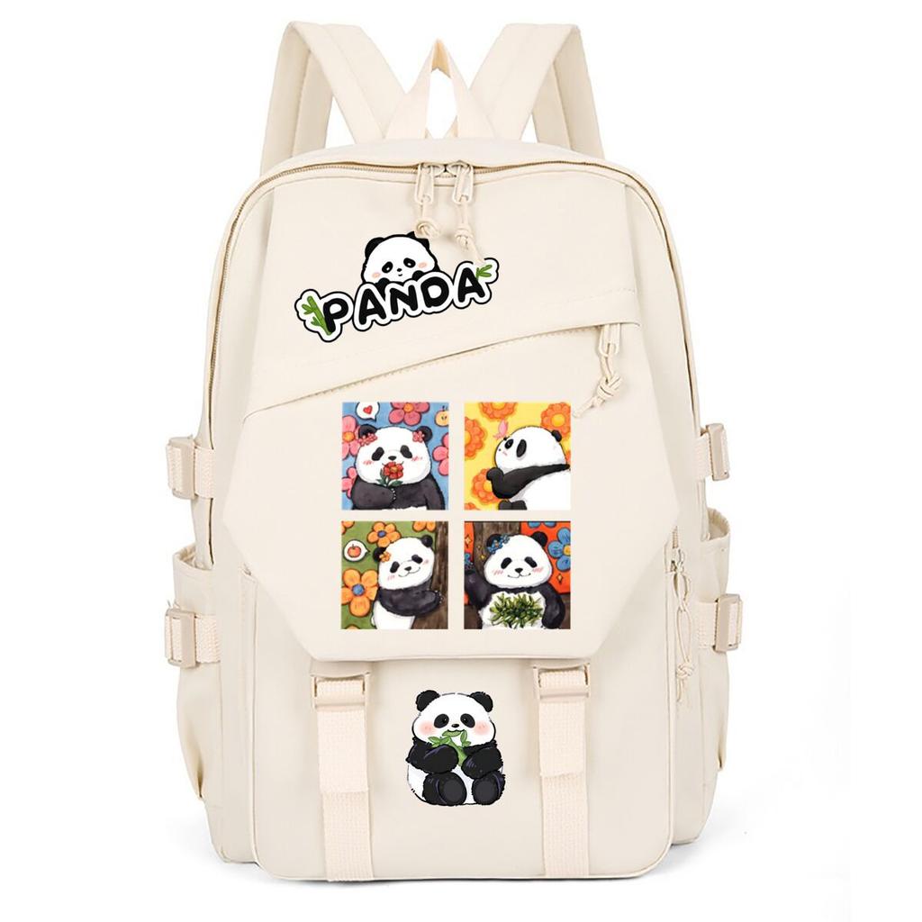Panda Huahua Cartoon Printed Student Campus Backpack Casual Large Capacity School Bag