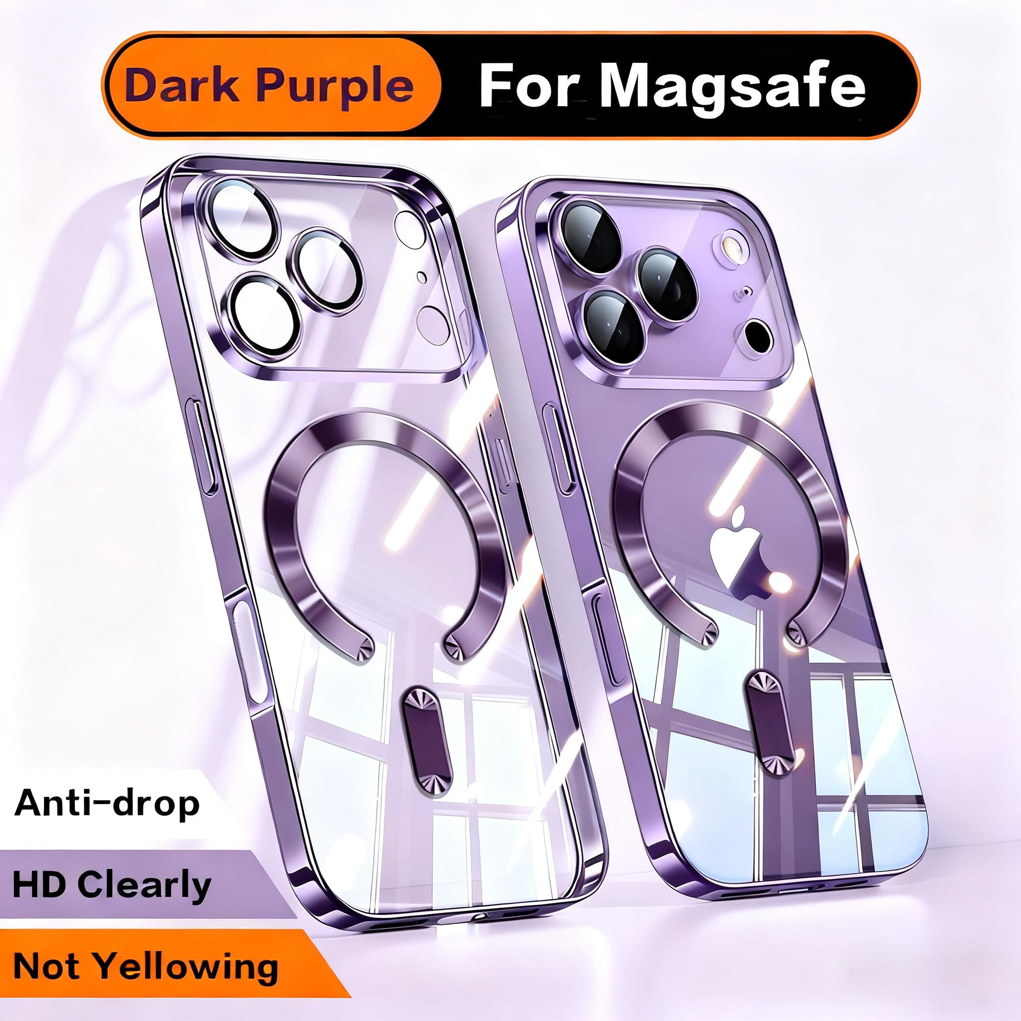 

Fashion Orange Magnetic Clear Case For iPhone Air 17 16 15 14 13 12 11 Pro Max Plus Wireless Charge Plating Soft Business Cover iPhone Air