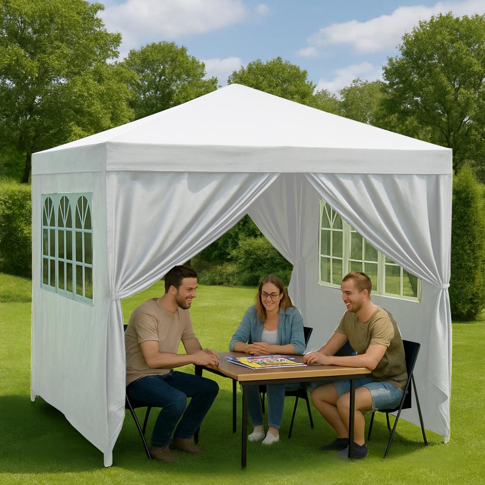 Garden pavilion, commercial tent, party gazebo, 4 side walls, windows, xxl