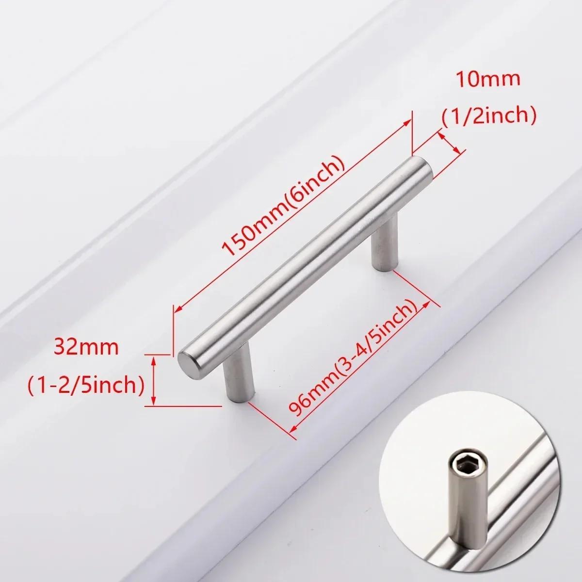 

6PCS Brushed Stainless Steel Cabinet Handles Black Gold Finish for Kitchen Drawer Knob Door Furniture Hardware Pulls Bar Handle