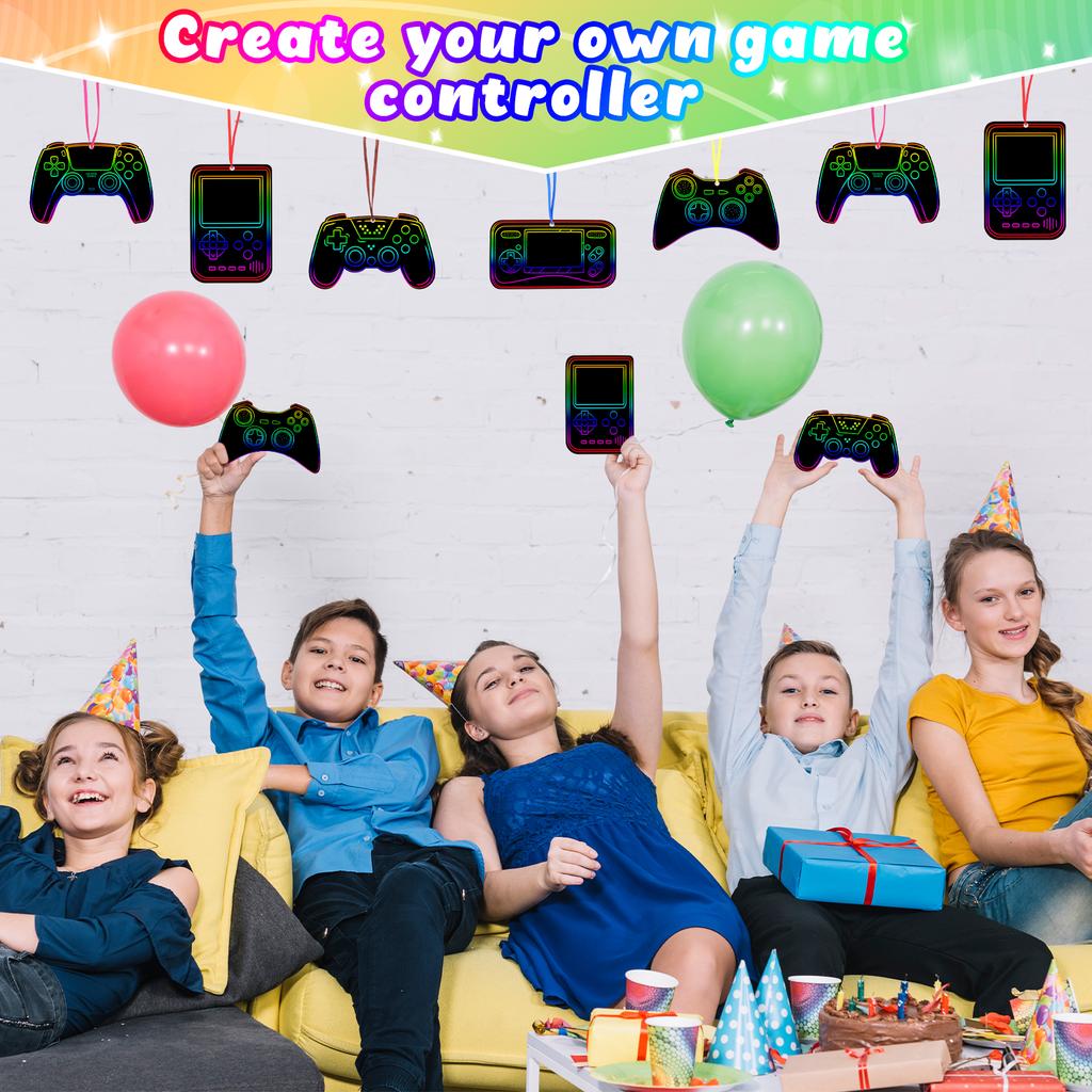 123 Pezzi Set di Gadget e Regali per Festa Videogiochi 60 Cartoncini Scratch Art 30 Bastoncini 30 Nastri Adesivi a Punti Per Decorazioni di Compleanno Goo
