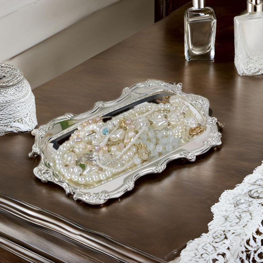 Embossed Design Vintage Embossed Tray European Style Jewelry Decoration Plate  Cosmetics Storage