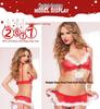 Christmas Lingerie Bikini Set: Mesh Three-Piece with Garter