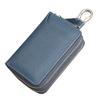 Leather Key Wallet With Double Zipper And Anti Fingerprint Protection For Daily Use