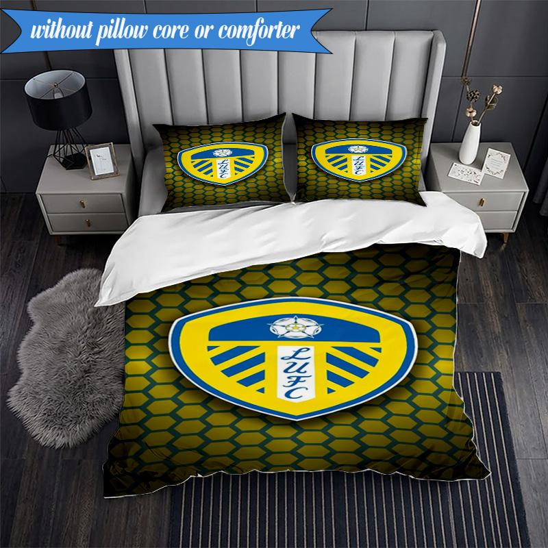 3PCS Leeds Crest Design Printed Soft Bedding Set,Including 1pc Duvet Cover And 2pcs Pillowcases Perfect for Bedroom, Dormitory, Fan gift