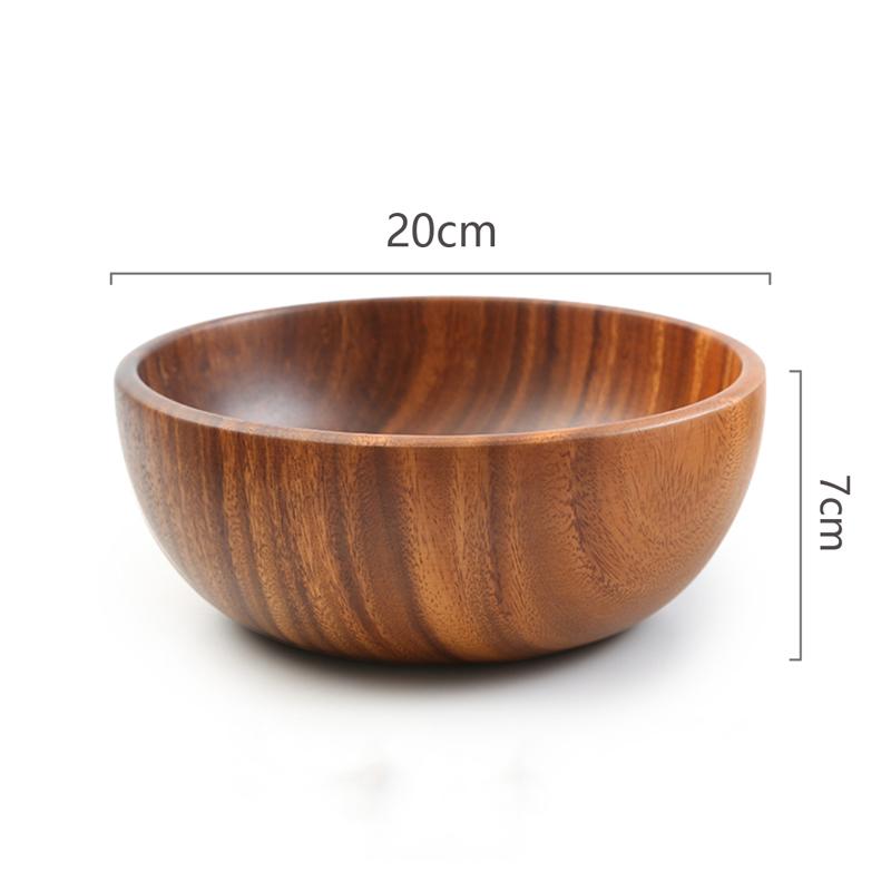 Natural Acacia Wood Salad Bowl Fruit Pasta Soup Bowl Handcrafted Wooden Serving Bowl Food Container Home Decor Kitchen Tableware