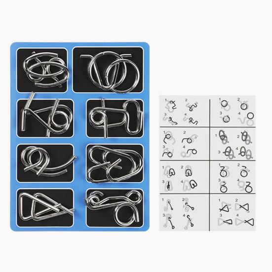 1/3 Sets Metal Puzzle Ring Brain Teaser 3D Wire Puzzle Game Kids Adults Mind Logic IQ Test Educational Unlock Interlock Toy Toddlers Boys Girls Gift