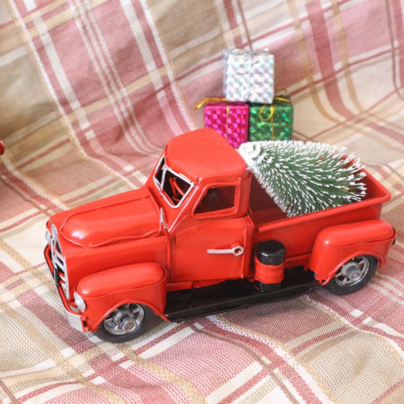 Klassischer roter Weihnachts-LKW-Schmuck (Mit Weihnachtsbaum) - Druckgussmetall Deko & Spielzeug