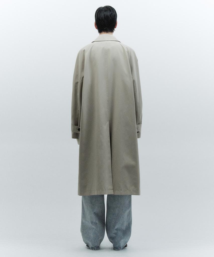 Insilence Pigment Washed Balmacaan Coat Grey Beige