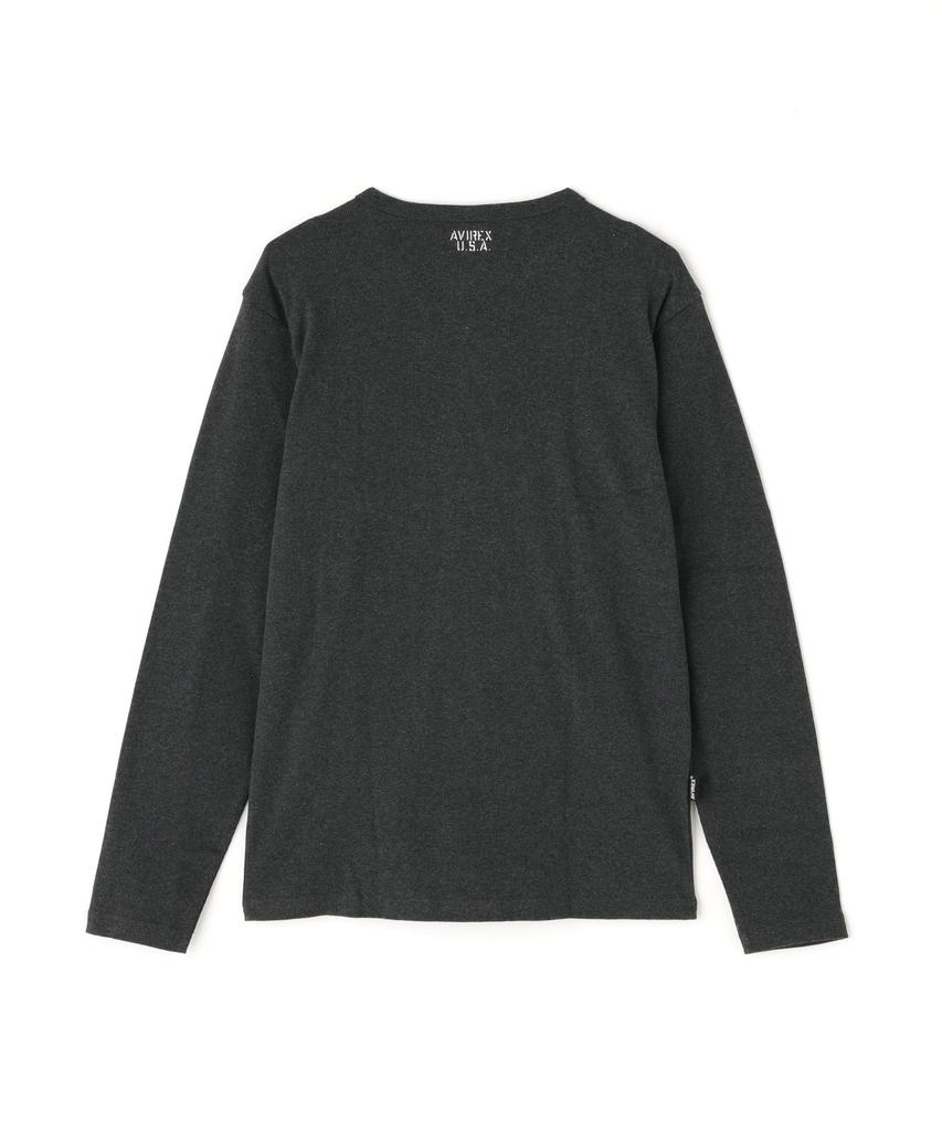 AVIREX DAILY RIB V-NECK TEE 6153480 men's L charcoal