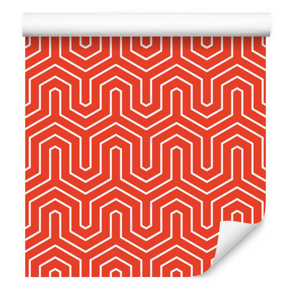 Wallpaper Geometric Pattern Coral and Red for Living Room and Bedroom 50x1000