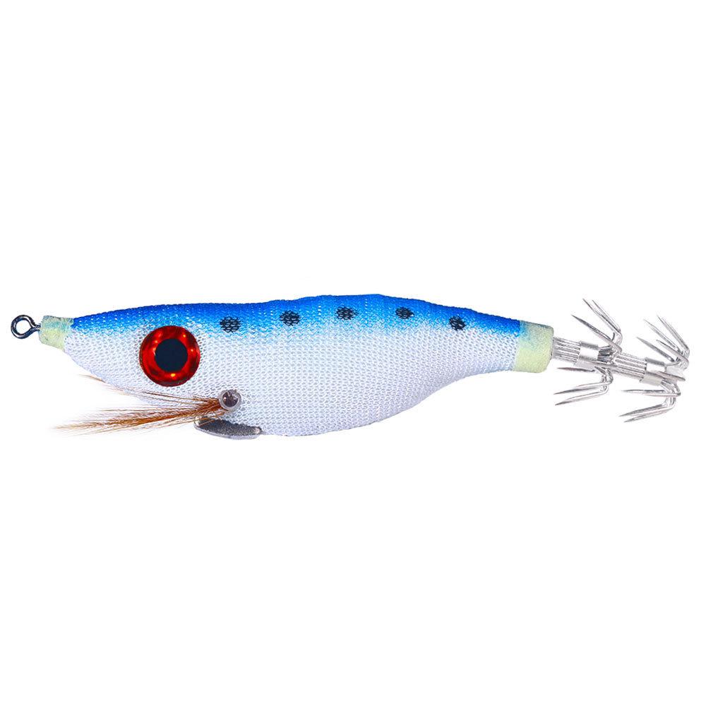 10CMLuminous Wood Shrimp9GSet of Big Eye Shrimp Lure Bait Squid Hook High Simulation Bait Night Fishing Bass Special for Bluefis