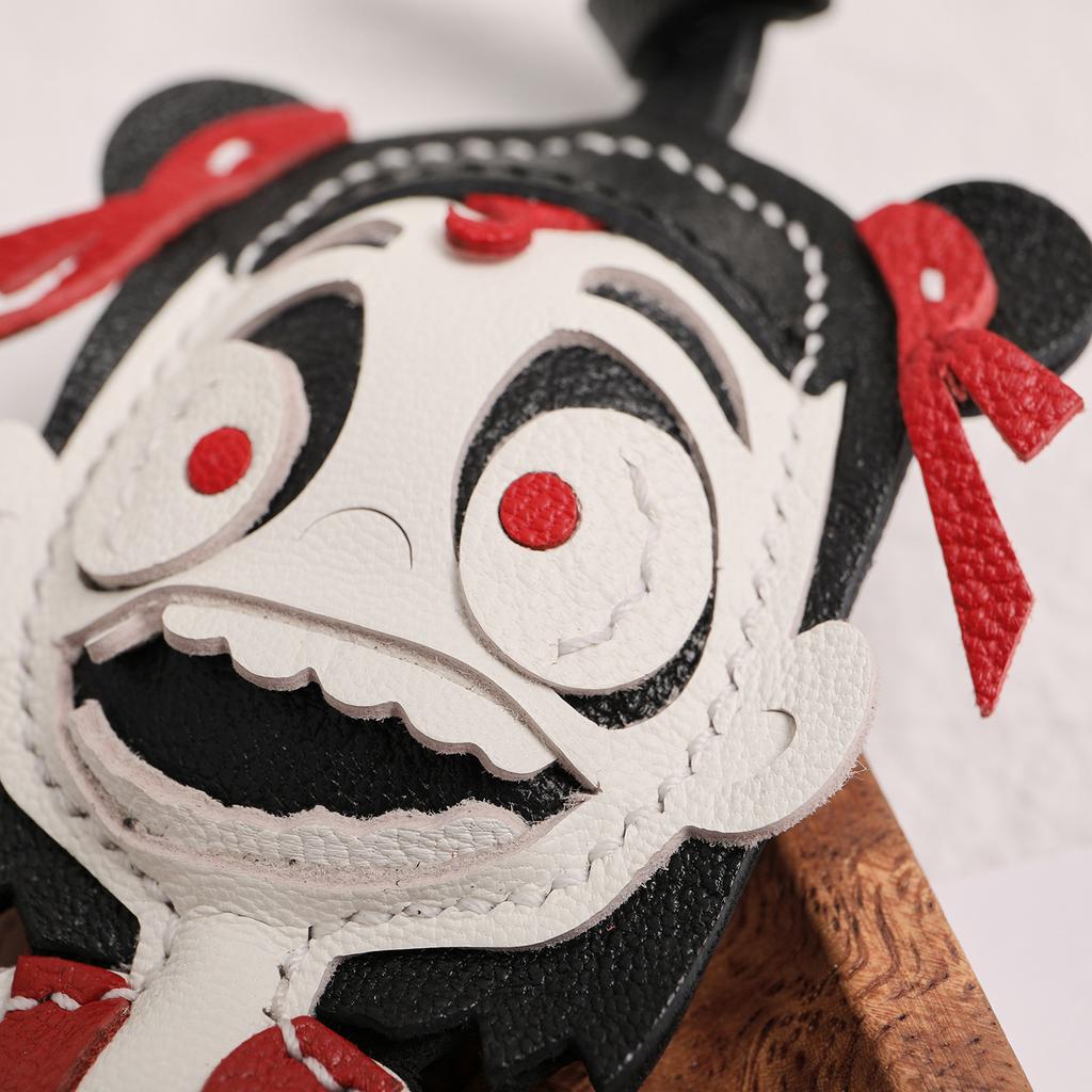 Sheepskin Handmade Real Leather Ne Zha Keychain Chinese Mythology Anime Nezha Inspired Gift for Collectors & Fans