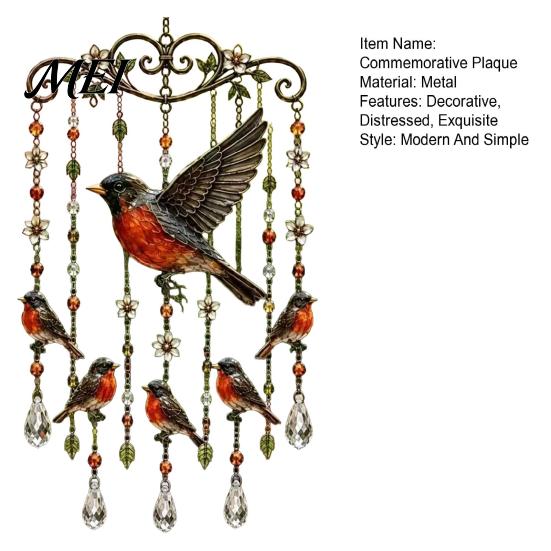 Crystal Bead Wind Chime Graceful Bird Chimes, Chimes for Outside, Metal Three-dimensional Carving Hanging Suncatchers with Pendants Garden Yard Decor