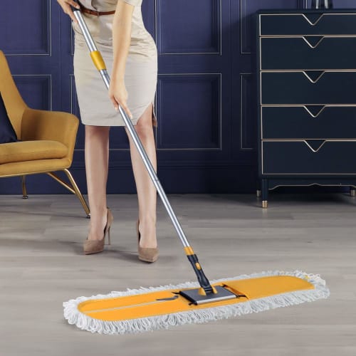 Cleanhome Commercial Mop, 90cm Wide, for Wet and Dry Mopping, Dust Removal, and a Wide Range of Flooring and Gym Mops, Includes Two Replacement Microf