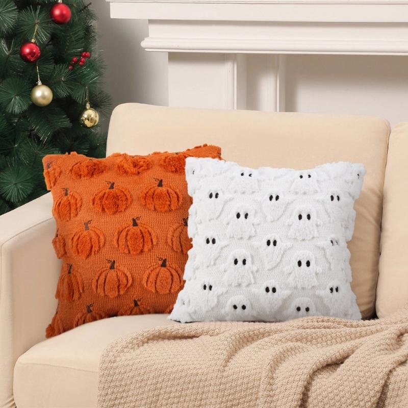 Bat Pattern Specters Themed Pillow Cover for Halloweens Decorations Sturdy Plush Fabric