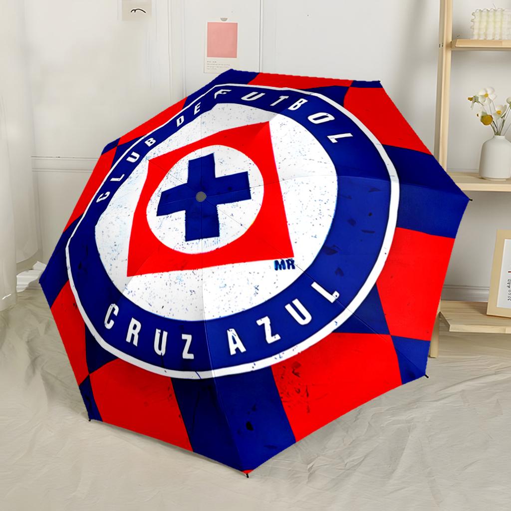 Cruz Azul Football Crest Automatic Umbrella Sturdy 8-Rib Shaft Compact Design for Women/Men Elegant Women's Umbrella Perfect Gift for Friends & Family