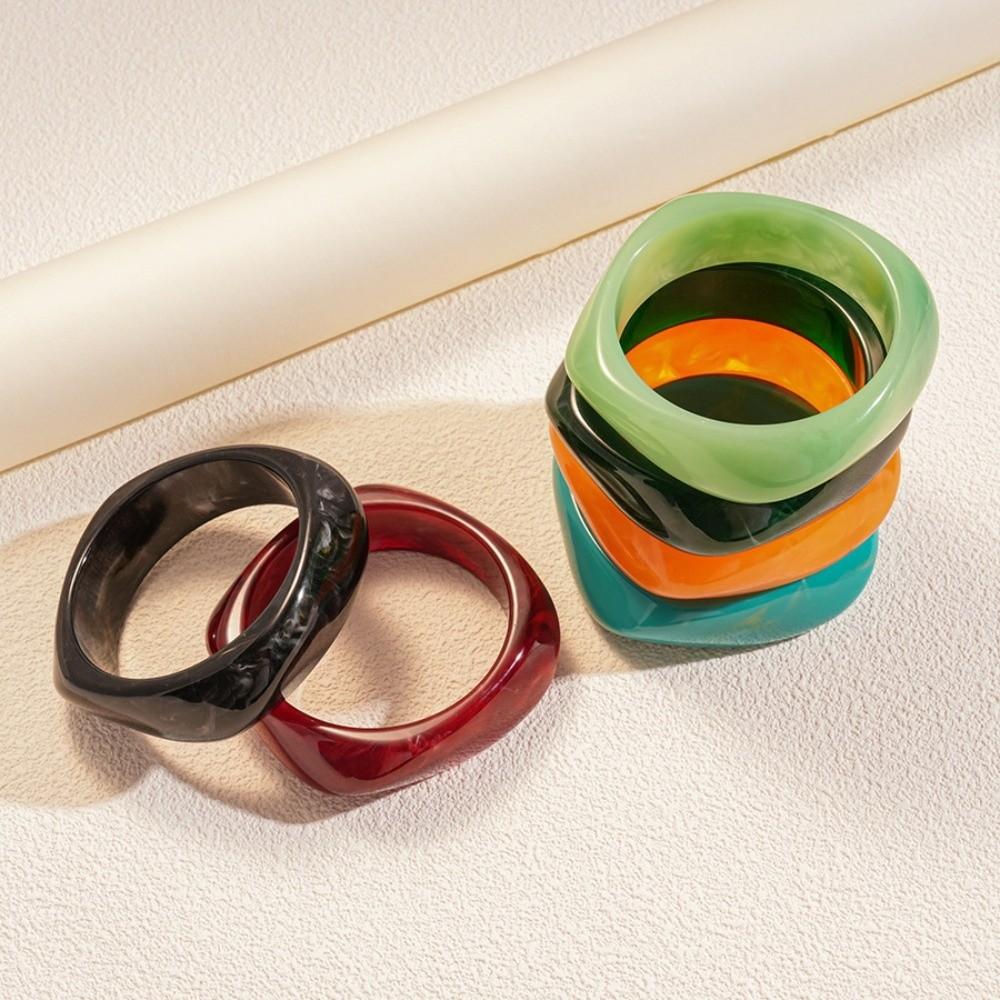 Bohemian Acrylic Bangle Smudging Retro Hand Ring Cute Irregular Wide Bracelet  Decoration