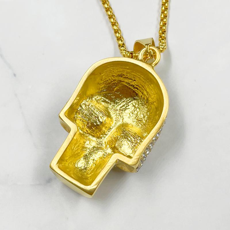 Fashion New Skull Men Pendant Necklace Classic Hip Hop Full Rhinestone Stainless Steel Necklace for Men Party Jewelry Gift