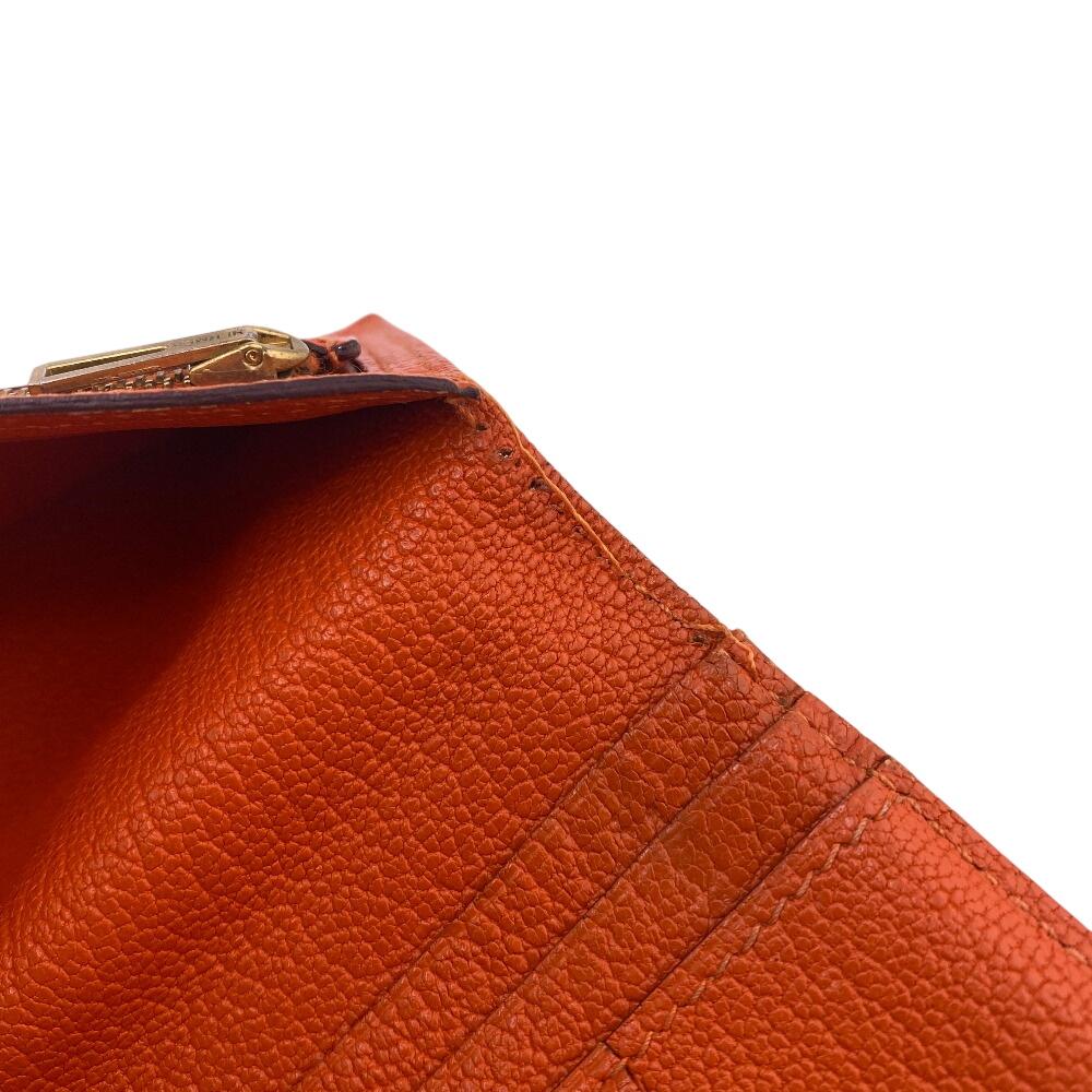 HERMES leather Bean Purse Orange leather Women Used