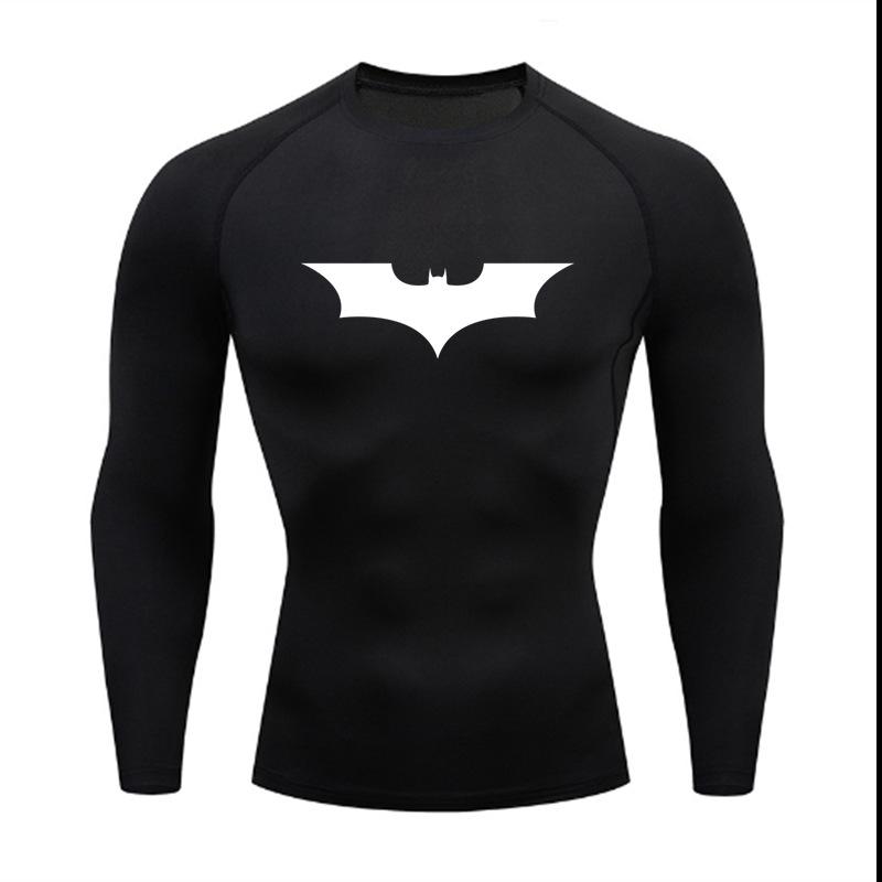 Men's Batman Compression Short Sleeve Sports T-Shirt for Running, Basketball, or Football - Quick Dry, Tight Fit, Round Neck.