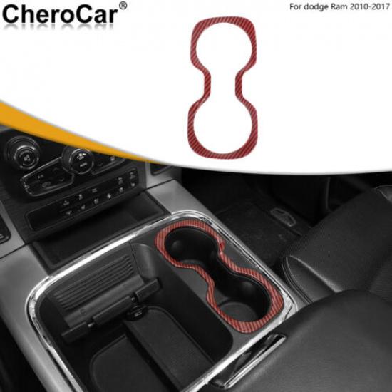 Red Carbon Fiber Front Water Cup Holder Panel Cover Trim For Dodge Ram 1500 15+