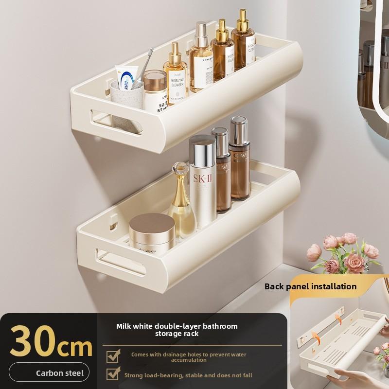 Moderne Stahl-Badezimmer-Wandregal mit abnehmbaren Haken für Dusch- und Toilettenaufbewahrung