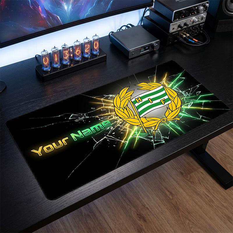 Hammarby Custom Large Mouse Pad, Personalized Name Text Print, Football Logo Non‑Slip Desk Mat Gaming Gift