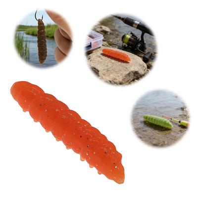 20 PCS Maggot Fishing Lures Luminous Soft Bait Bulk Set Bread Worm Fish Lure for Saltwater Freshwater Bass Crappie Walleye