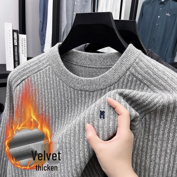Herren 2025 Rundhals Warmer Strickpullover - Lässiger Plus Samt Basis Layer