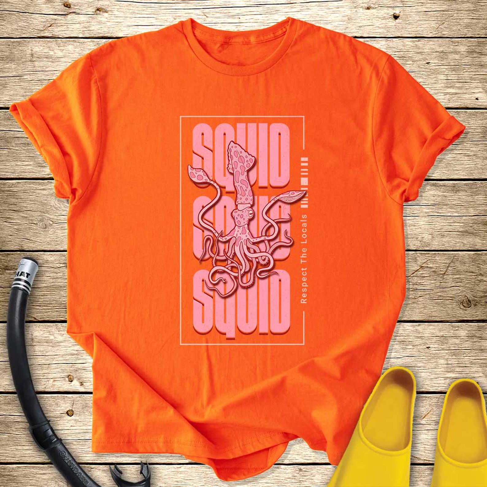 Hand-Drawn Squid T-Shirt: Vintage Ocean Nautical Graphic Tee 2XL