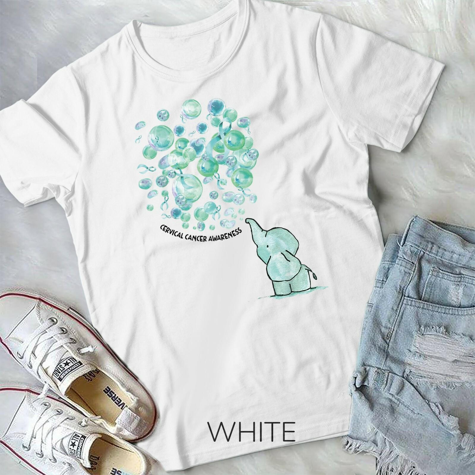 Elephant Blows Up Teal Balloons Cervical Cancer Awareness Unisex Youth T-shirt S