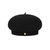 VARZAR VA Curved Oval Metal Wool Beret Black