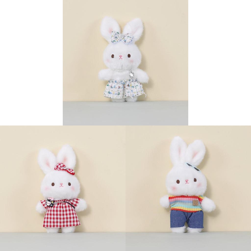 Cute Bunny Plush Toy With Overalls For Car Rearview Mirror Decor
