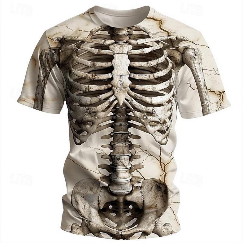 New Halloween Skeleton 3D Graphic T Shirts For Men Women Harajuku Round Neck Tees Tops Clothing Skull Halloween Costume T-shirt
